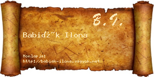 Babiák Ilona névjegykártya