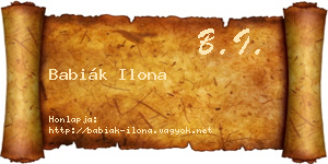 Babiák Ilona névjegykártya